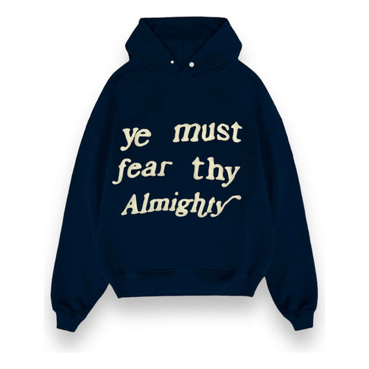 “Ye must fear thy Almighty” Ovesized Hoodie - Navy Blue