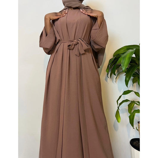 Hawa 2 Piece Abaya Set - Brown